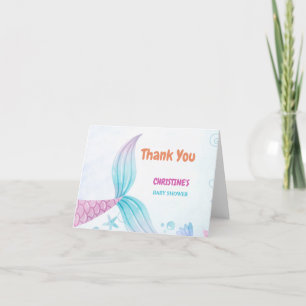 Carte De Remerciements Sous la fête du Baby shower de la sirène de mer