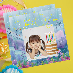 Carte De Remerciements Sous la mer Magique Sirène fille photo Anniversair