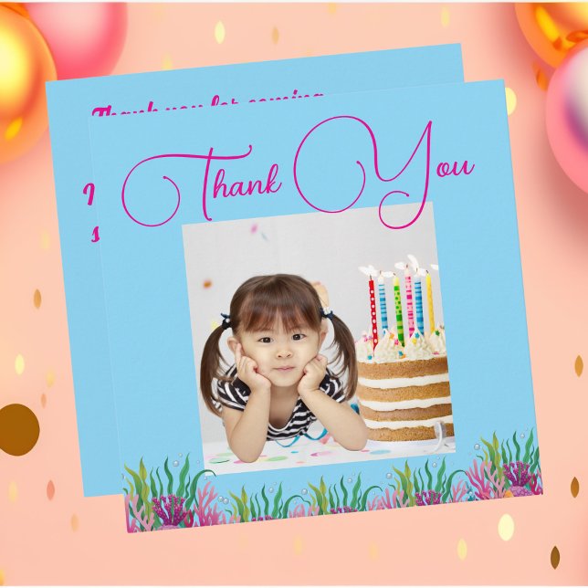 Carte De Remerciements Sous la mer Magique Sirène fille photo Anniversair (Créateur téléchargé)