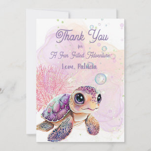 Carte De Remerciements Sous la mer, Tortue 5e anniversaire,