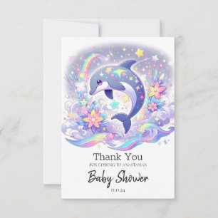 Carte De Remerciements Sous le Baby shower des dauphins de mer