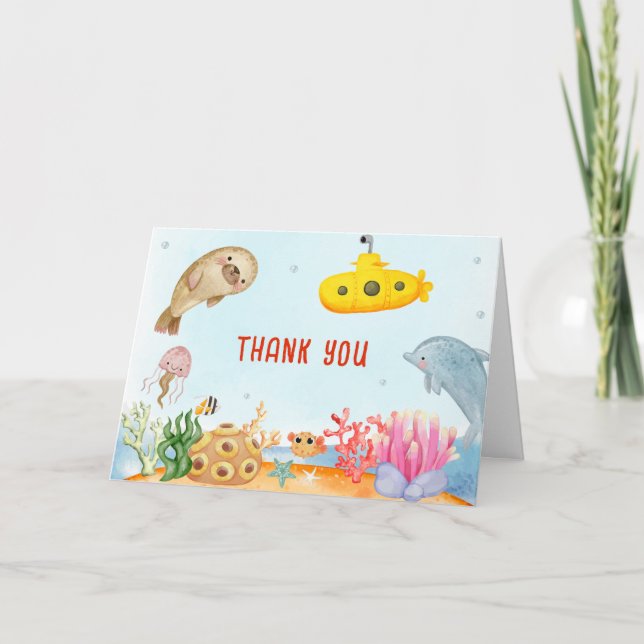 Carte De Remerciements Sous le Baby shower marin nautique (Devant)