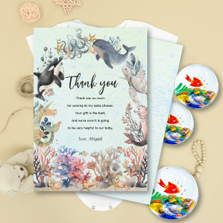 Carte De Remerciements Sous le Baby shower marin neutre