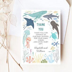 Carte De Remerciements Sous le Baby shower Sea Boy