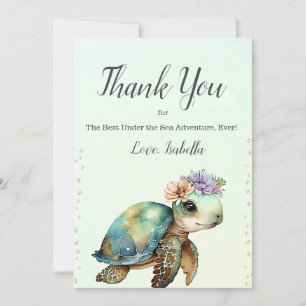 Carte De Remerciements Sous l'océan, Tortue 2e anniversaire,