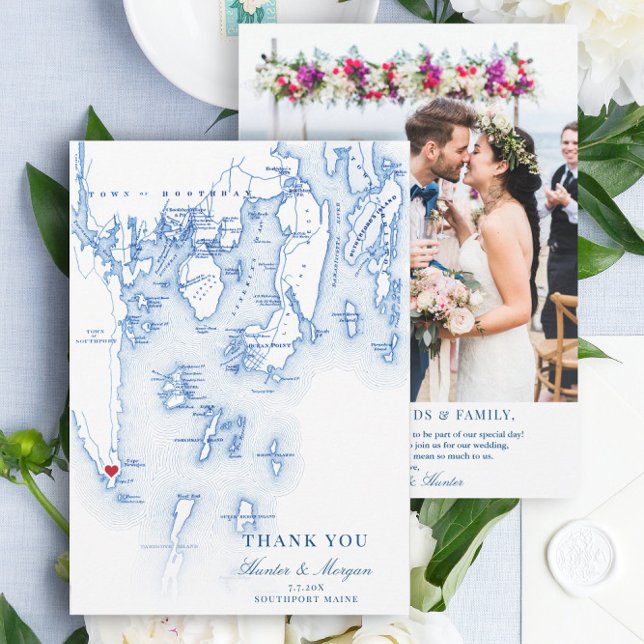 Carte De Remerciements Southport Boothbay Maine Mariage Flat (These Southport Maine flat thank you cards are perfect for your Newagen Seaside Inn wedding
)