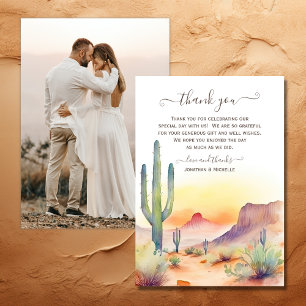 Carte De Remerciements Southwestern Desert et Cactus Mariage photo