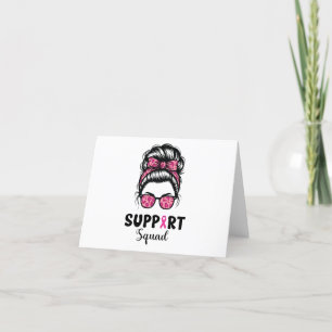 Carte De Remerciements Soutien Squad Messy Bun Pink Warrior Cancer du sei