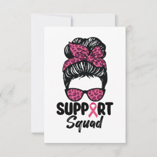 Carte De Remerciements Soutien Squad Messy Bun Pink Warrior Cancer du sei