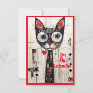 Carte De Remerciements Soyez Mon Chat Abstrait Artiste Valentin Large Eye