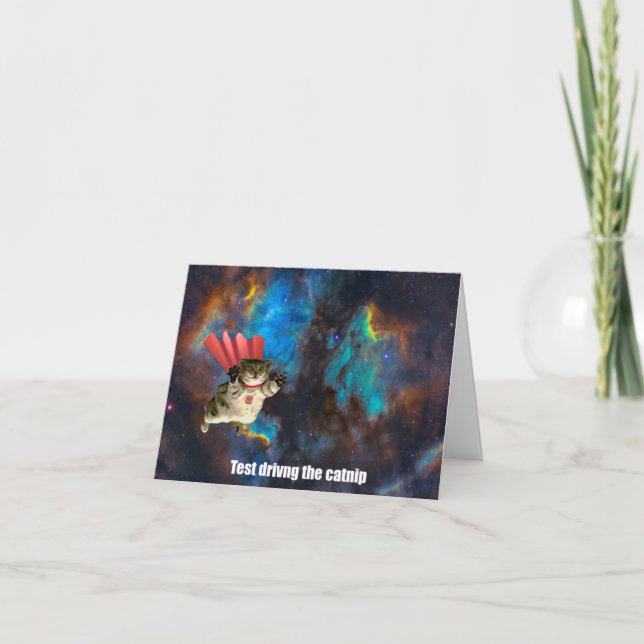 Carte De Remerciements Spacecat Spacecat Spacecat Existe Anniversaire / (Devant)
