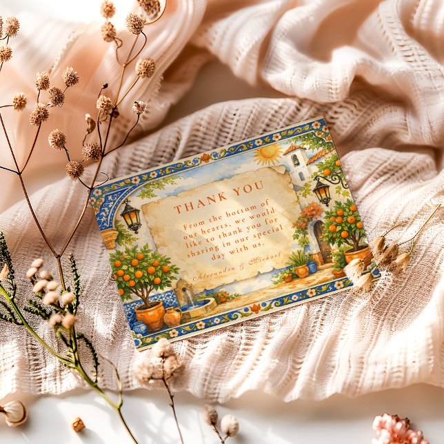 Carte De Remerciements Spanish Courtyard Romance Wedding (Créateur téléchargé)