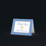 Carte De Remerciements Spécial 1 Bat mitzvah Bleu Or plié<br><div class="desc">Bat mitzvah Blue Gold Merci Carte de note</div>