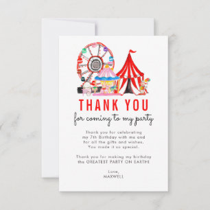 Carte De Remerciements Spectacle de cirque de carnaval chic Clowns Ballon