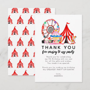 Carte De Remerciements Spectacle de cirque de carnaval mignon Clowns Ball