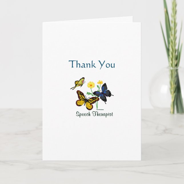 Carte De Remerciements Speech Therapeuist Butterflies (Devant)
