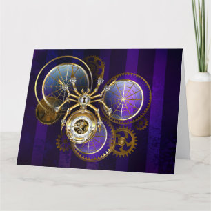 Carte De Remerciements Spider Steampunk sur Arrière - plan pourpre