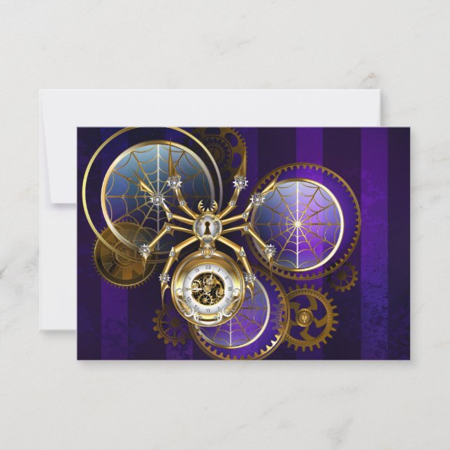 Carte De Remerciements Spider Steampunk sur Arrière - plan pourpre (Devant)