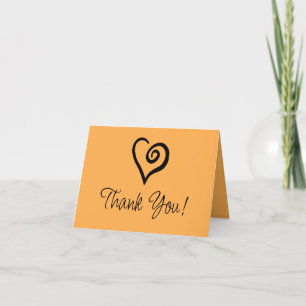 Carte De Remerciements Spirale Cœur Unique Minimaliste sur Orange Subtil