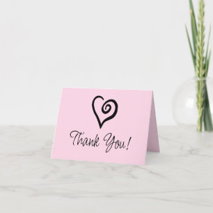 Carte De Remerciements Spirale minimaliste à coeur unique sur Pastel Pink