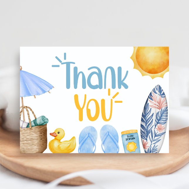 Carte De Remerciements Splish Splash Summer Baby Shower (Blue Splish Splash Baby Shower Thank You Card)