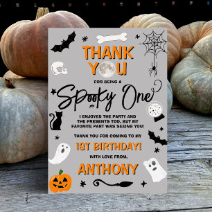 Carte De Remerciements Spooky One ! 1er anniversaire d'Halloween