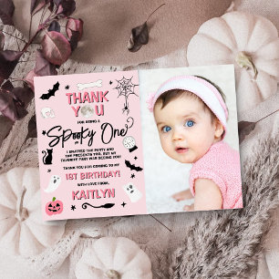 Carte De Remerciements Spooky One! Fille Halloween 1ère Anniversaire Phot