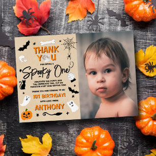 Carte De Remerciements Spooky One ! Photo d'anniversaire des 1 an Hallowe