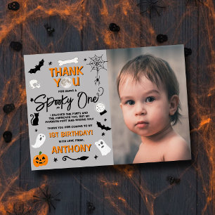 Carte De Remerciements Spooky One ! Photo d'anniversaire des 1 an Hallowe