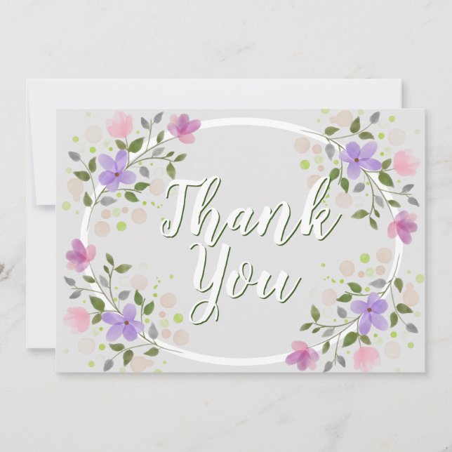 Carte De Remerciements Sprigs de fleurs Mariage design encadré (Devant)