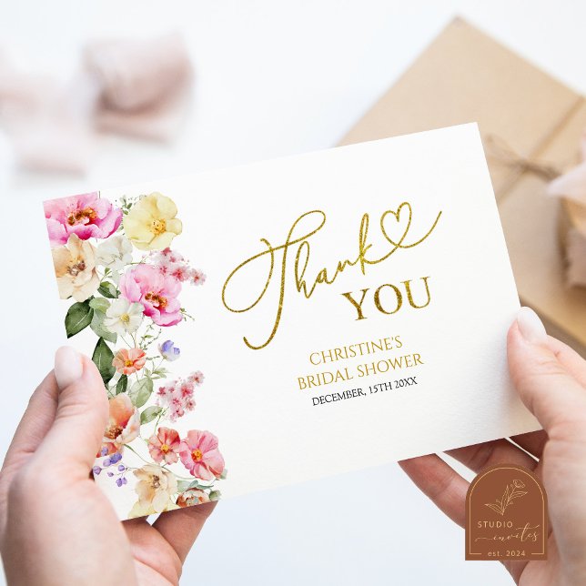 Carte De Remerciements Spring Floral Bridal Shower Thank You Card (Créateur téléchargé)