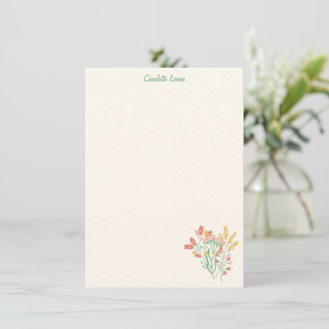 Carte De Remerciements Spring Floral Wildflowers Personalized Stationery (Debout devant)