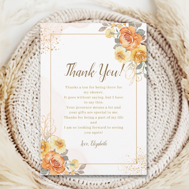 Carte De Remerciements Springtime Bridal Shower Featuring Orange Blossoms (Créateur téléchargé)