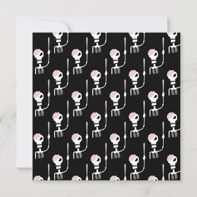 Carte De Remerciements Squelette d'Halloween avec une épée  (Devant)