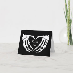 Carte De Remerciements Squelette Moderne Gothique Mains Forme de Coeur Am