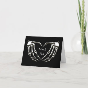 Carte De Remerciements Squelette Moderne Gothique Mains Forme de Coeur Am