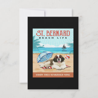Carte De Remerciements St Bernard Dog Beach Life Funny St Bernard Lover