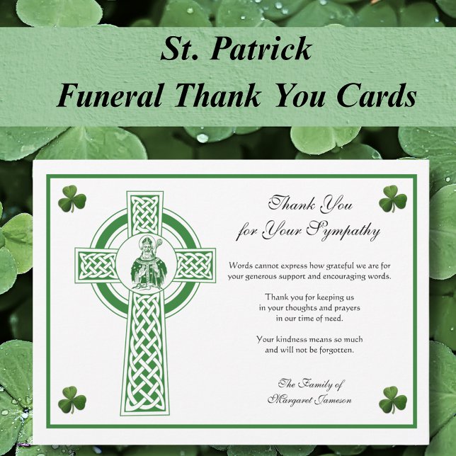 Carte De Remerciements St. Patrick Croix irlandaise Condolence Shamrock (Créateur téléchargé)