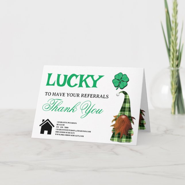Carte De Remerciements St. Patrick's Day Référentiel immobilier (Devant)