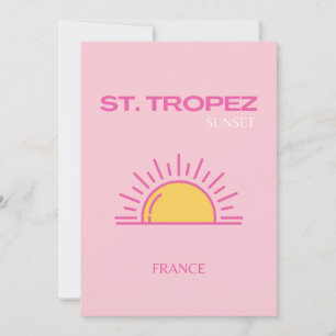 Carte De Remerciements St Tropez, France, Coucher de soleil, Art de voyag
