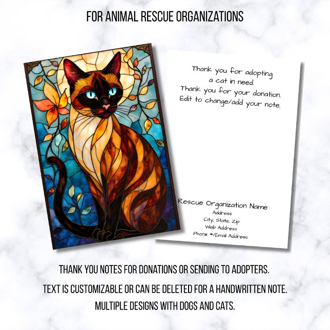 Carte De Remerciements Stained Glass Animal Rescue Organization Cat (Créateur téléchargé)