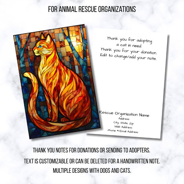 Carte De Remerciements Stained Glass Animal Rescue Organization OrangeCat (Créateur téléchargé)