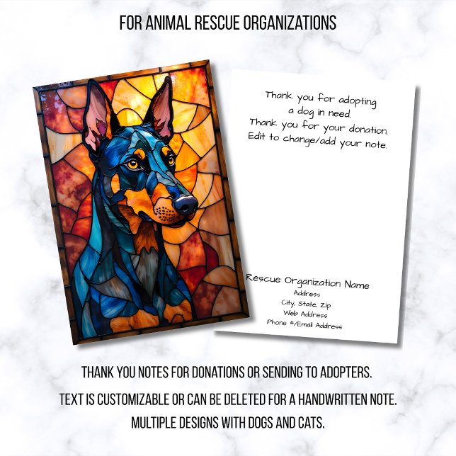 Carte De Remerciements Stained Glass Style Animal Rescue Organization (Créateur téléchargé)