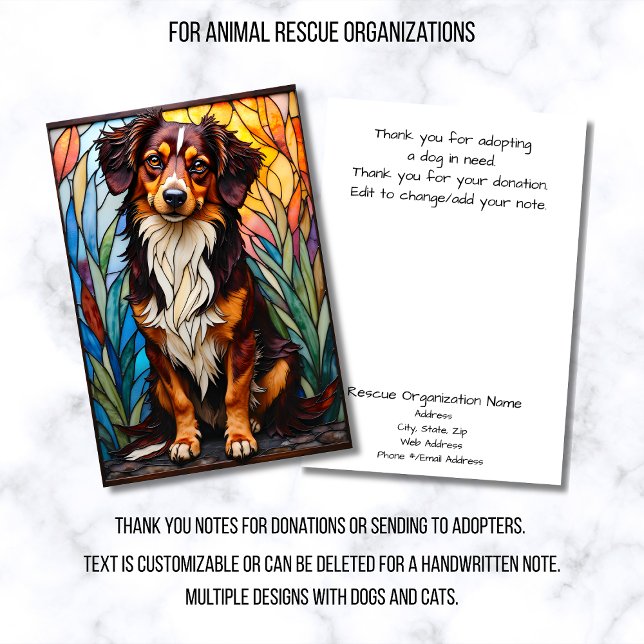 Carte De Remerciements Stained Glass Style Dog Rescue Organization (Créateur téléchargé)