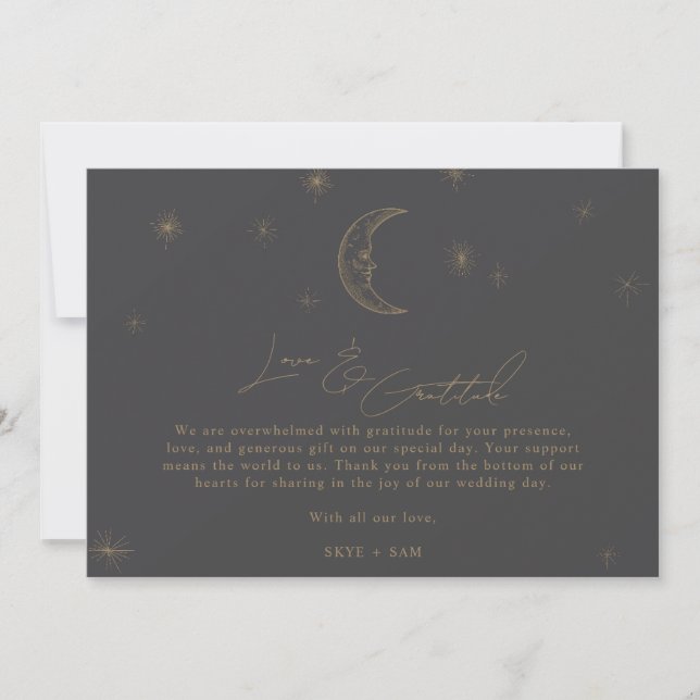 Carte De Remerciements Star and Moon Celestial Wedding Photo Thank You  (Devant)