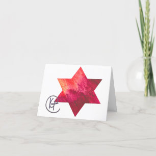 Carte De Remerciements Star juive Coeur du feu Art