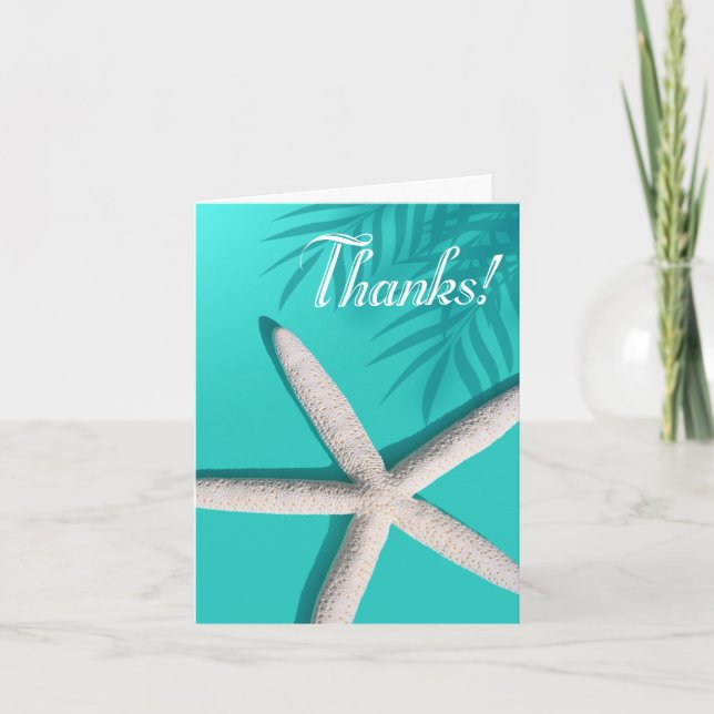 Carte De Remerciements Starfish Fingers Thank You | teal (Devant)