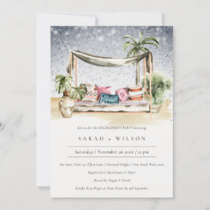 Carte De Remerciements Starry Night Tropical Cabana Fiançailles Invitatio