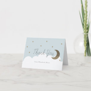 Carte De Remerciements Stars & Crecent Moon Baby Blue Boy