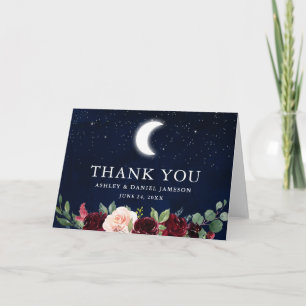 Carte De Remerciements Stars de la lune céleste Mariage Flore Plier